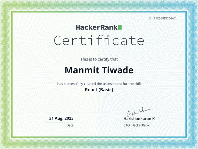 React js(HackerRank)